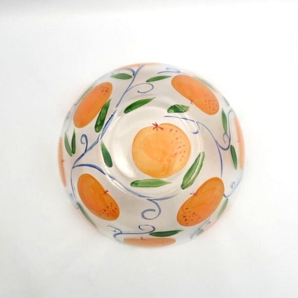 Hand-Painted Glass Serving Bowl With Orange Fruit Design - Picture 8 of 9